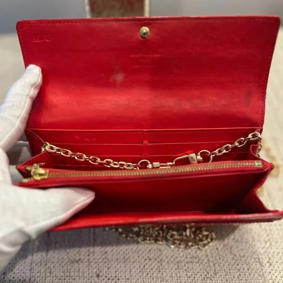 Louis Vuitton Vernis Portefeuille Sarah Wallet Vibrant Red Patent Leather - Picture 8 of 12